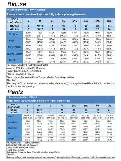ZANZEA Muslim Women Matching Sets Long Sleeve Solid Color Tops And Loose Pant Suits Elegant Fashion Casual Tracksuit Kaftan 2025
