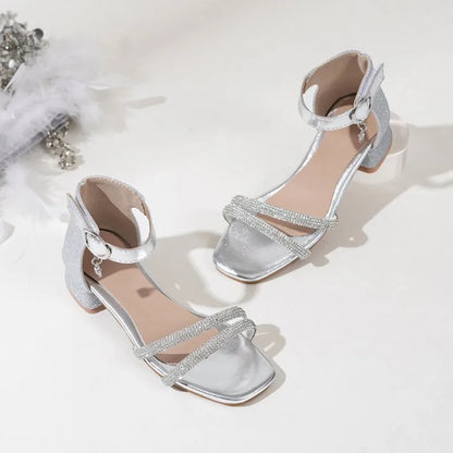 Children Summer Sequins High Heels Sandals Non-slip 2026 New Gold Princess Causal Girls Open-toe Sandals Fashion Kids Sandals