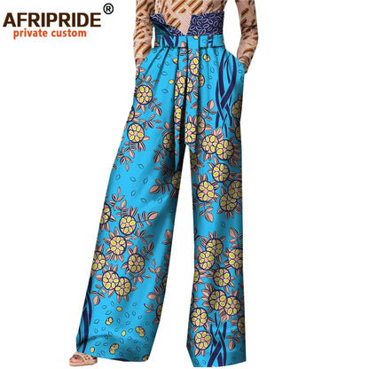 2026African Pants for Women Plus Size Wear Trousers Customzied High Waist Full Length Back Zipper Pants with Sashes A1821002