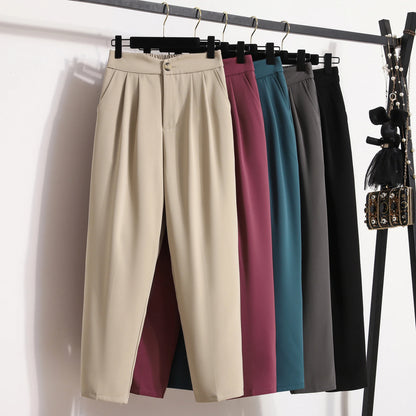 High Quality Korean Style Straight Trousers Plus Size Pants Woman Autumn Winter 2026 New Arrival High Waist Suit Pants