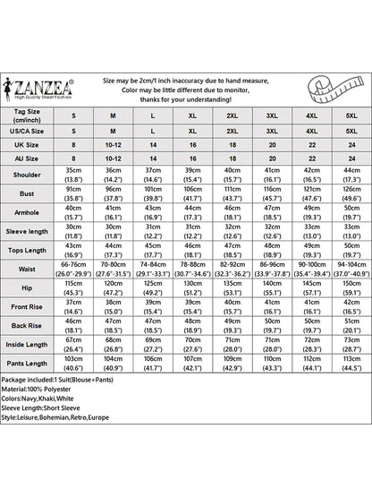 Summer Office Women Two Pieces Sets ZANZEA Elegant OL Work Pant Sets Short Sleeve Cropped Blouse Wide Leg Trousers 2PCS Outfits