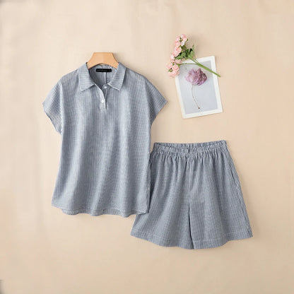2026 ZANZEA Summer  Short Sleeve Shirt Short Sets Casual Holiday Striped Outfits Women 2 Pieces Sets Stylish OL Work Tracksuit