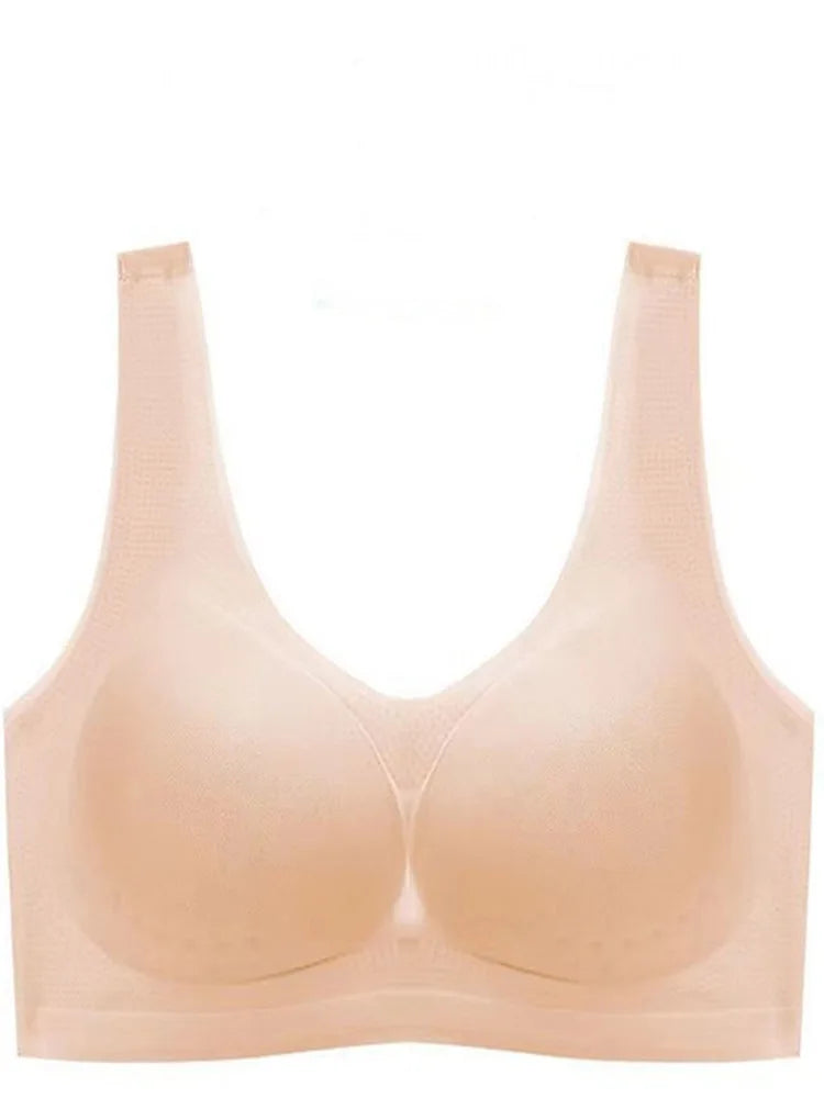 Thin Sexy Bra Ice Silk Push Up Sports Bra Breast Pad Pajamas Women's Underwear