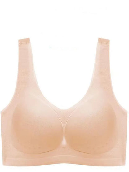 Thin Sexy Bra Ice Silk Push Up Sports Bra Breast Pad Pajamas Women's Underwear