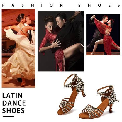 SWDZM Women Latin Dance Shoes High Heels Tango Party Dance Shoes For Girls Ladies Satin Salsa Sandals Dancing Ballroom Shoes