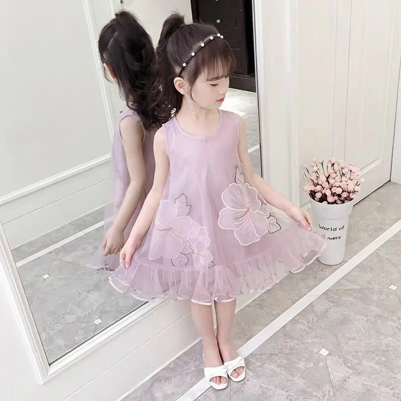 Sleeveless Mesh Children's Strapless Princess Dress 2025 Girl Summer Clothes Girls From 7 8 Years Dresses Kids Girl's Holiday 9