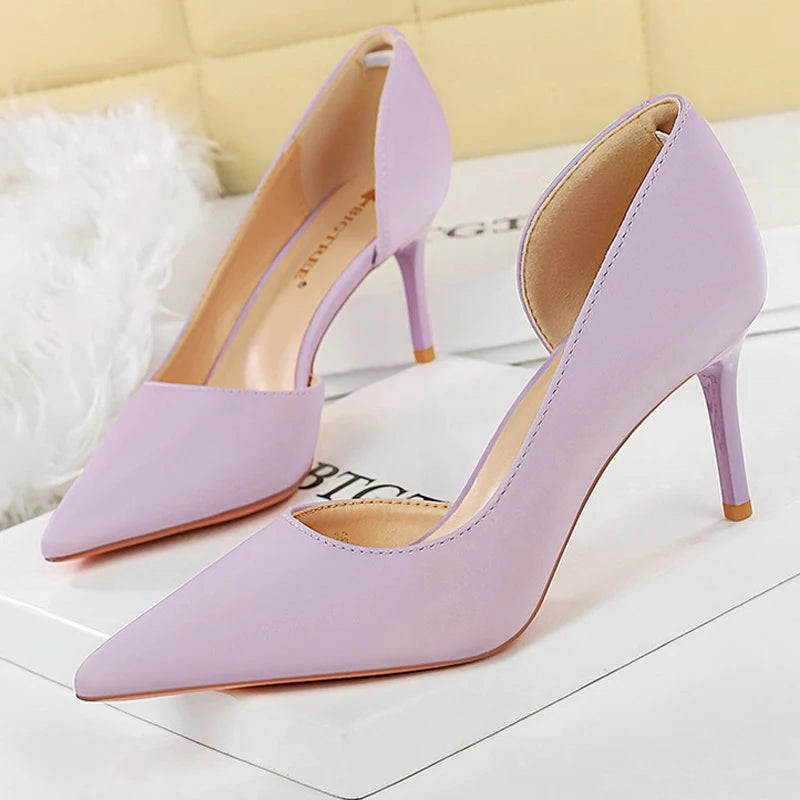 BIGTREE Shoes Women Pumps Satin Pointed High Heels Stilettos 7 Cm Sexy Party Shoes Fashion Ladies Shoes Woman Heels Plus Size 43