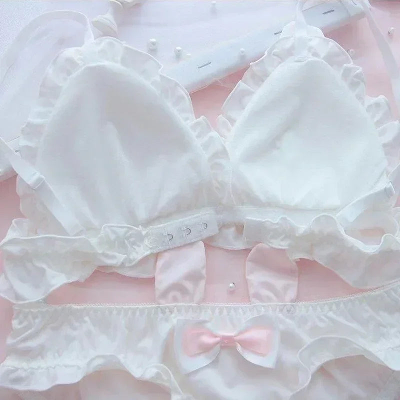 Little White rabbit ears girls underwear  Japanese girls pure desire small chest thin bra without underwire
