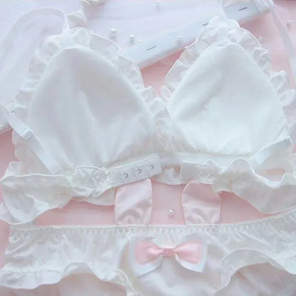 Little White rabbit ears girls underwear  Japanese girls pure desire small chest thin bra without underwire