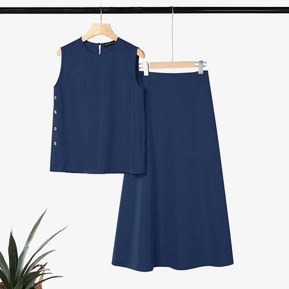 Stylish O Neck Sleeveless Tanks Tops Dress Sets ZANZEA Summer Women 2 Pieces Outfits Tracksuit Casual  Solid Color Skirt Suit