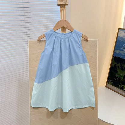 Girls Casual Dresses PATCHWORK Sleeveless Dress Toddler Girl Clothes for 1 To 8 Years Party Dress for Kids Girl