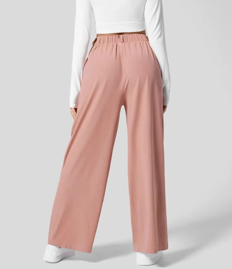 Women's trousers plaid slimming wide-leg pants with pockets high-waisted women's casual slimming wide-leg pants