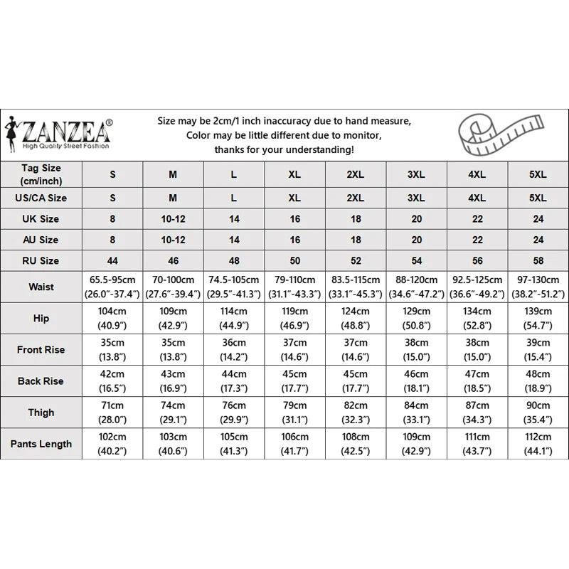 ZANZEA Women Pants Patchwork Summer Autumn Fashion Wide Leg Pants Solid Color Female Loose Bottoms Streetwear 3XL Oversize