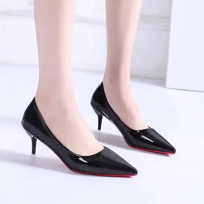 White Nude Pointed Toe Patent Leather High Heels Sexy Red Sole Party Prom Girl Pumps Minimalist Shallow Mouth Work Single Shoes