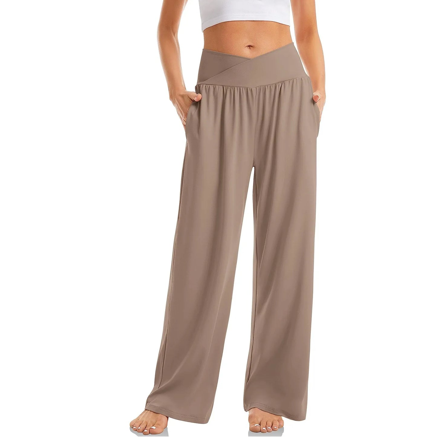 Women Cotton Linen Pants Summer Autumn Fashion Elastic Waist Loose Straight Pants Female Casual SolidColor Ankle-length Trousers