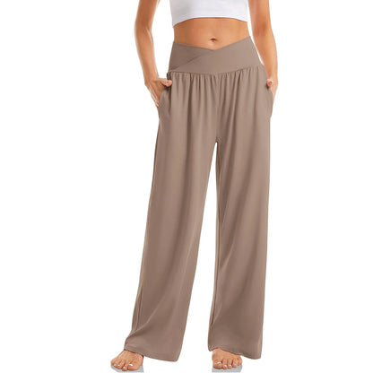 Women Cotton Linen Pants Summer Autumn Fashion Elastic Waist Loose Straight Pants Female Casual SolidColor Ankle-length Trousers