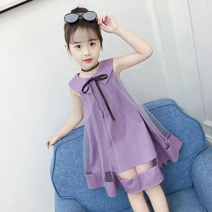 Princess Dress for Little Girls with Doll Collar and Tulle Skirt Casual Dresses Girl Kid's Women's Summer Tweens Clothing Kids
