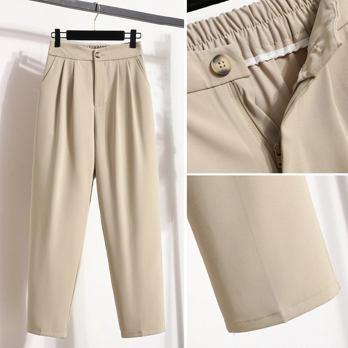 High Quality Korean Style Straight Trousers Plus Size Pants Woman Autumn Winter 2026 New Arrival High Waist Suit Pants