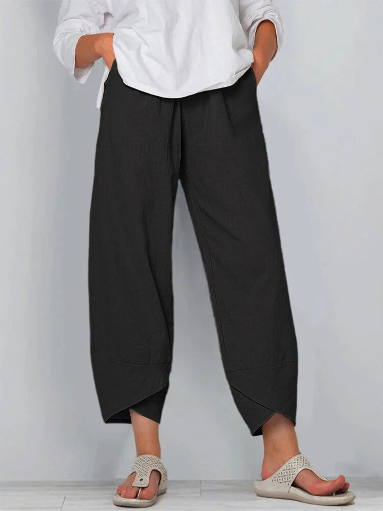 Vintage Cotton and Linen Loose Harem Pants Casual High Waist Wide Leg Trousers Women Harajuku Printed Baggy Pants Oversized
