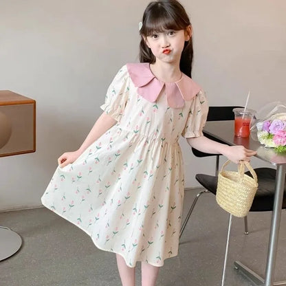 Floral Cute Casual Dress Elegant Dresses for Girl 8 To 14 Year Old Girls Clothes 11 12 Years Luxury Up Kids Summer Child Little