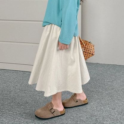 Kids' Pleated Mini Skirt for Tween Girls 2025 Autumn Season Korean Style Simple Design Versatile for School Outdoor