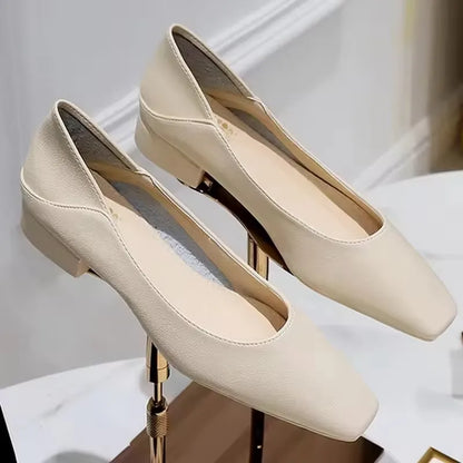 Fashion Low-Heel Women Shoes Versatile Square Head Women Mules Two Pairs Of Soft Leather Loafer High-Quality Heels 6 Colour