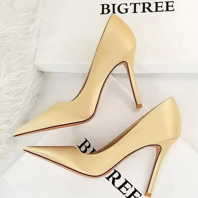 BIGTREE Shoes Woman Pumps Silk Ladies Shoes High Heels Spring New Stiletto Heels Party Shoes Plus Size 43  Salto Alto Feminino
