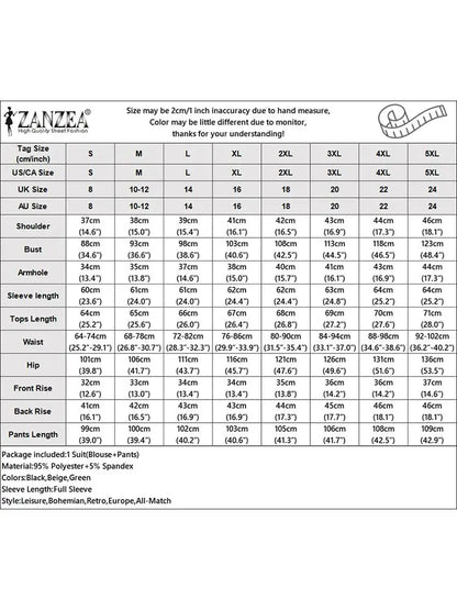 2023 ZANZEA Women Suit Autumn 2CPS Long Sleeve Lapel Blouse Causal Wide Leg Pants Sets Elegant Lady Office Blazer Matching Sets
