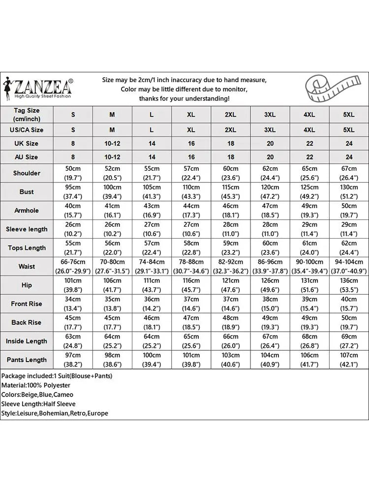 2026 ZANZEA Women Summer Pant Sets Half Sleeve Floral Print Blouse Casual Trouser Suit 2pcs Elegant Work Tracksuits 2-Piece Sets