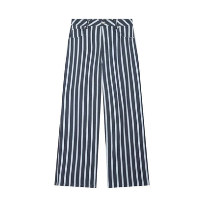 MUJER Striped Baggy Jeans Woman Summer Wide Denim Pants for Women Fashion Mid Waist Woman Trousers Streetwear Mom Women's Jeans