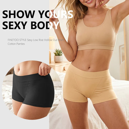FINETOO 3Pcs Women Sexy Body Shaping Cotton Safety Boxer Shorts Skin Friendly Soft Cotton Fabric Panties Daily Wear Underwear