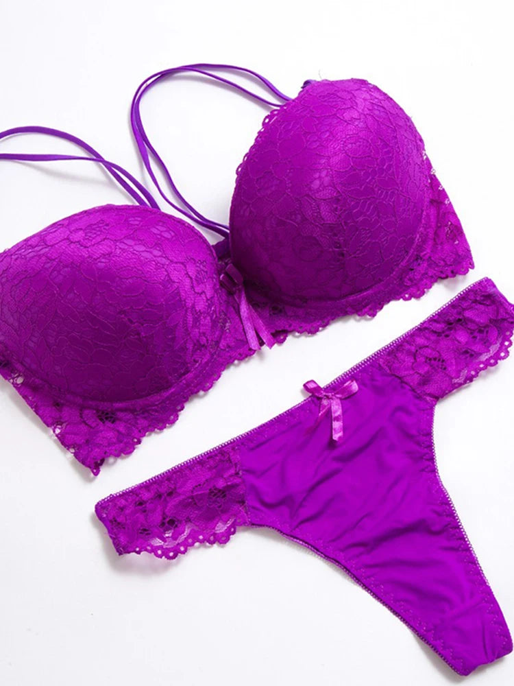 High quality Deep V Sexy  Push up Bra set Floral Embroidery Lace Women Underwear set Bra and Panties 34 36 38 40 42 BCD