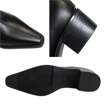 BIGTREE Street Style Designer Vintage Pointed Toe Zipper Women Ankle Boots Autumn Winter Fashion Square Heel Shoes Botas Mujer