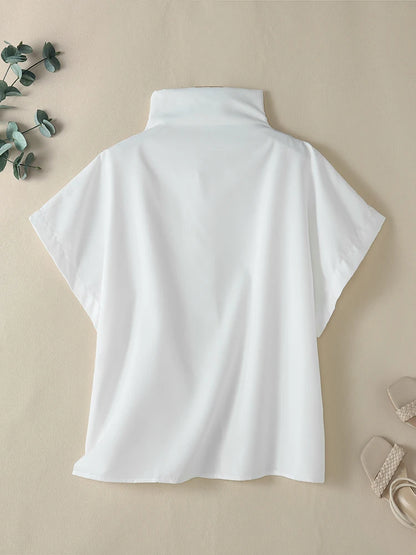 ZANZEA Women Stylish Turtleneck Chic Blouses 2025 Summer Trendy Cap Sleeve Streetwear Loose Casual Blusas Mujer Solid Color Tops
