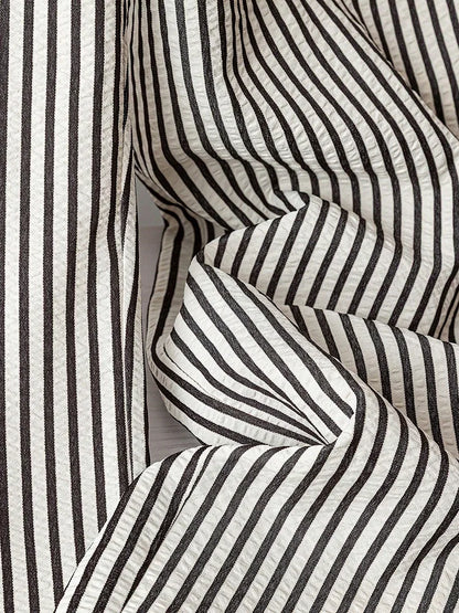 GIBSIE Plus Size Striped Drawstring Wide Leg Pants Women Summer 2026 New Fashion High Waisted All-Match Casual Female Trousers