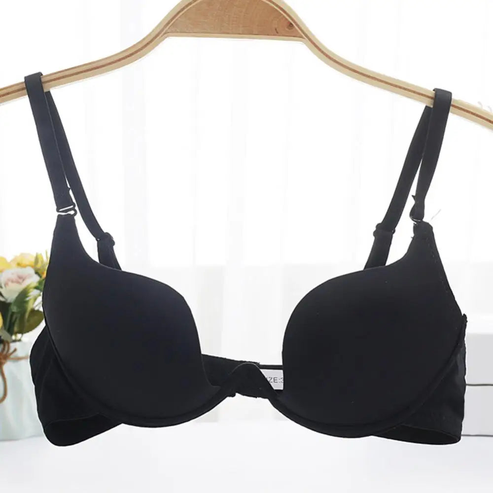 Women Bra Girl Sexy Deep-U Low Cut Solid Color Backless Padded Bra Push-Up Sexy Underwear Push Up Lingerie Bralette For Women