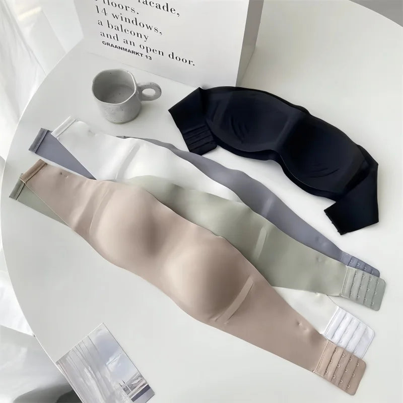 Women Push-Up Bras Removable Straps Bandeau Bra Non-wire Invisible Fixed 1/2 Cup Seamless Underwear Ladies Sexy Lingerie S-XL