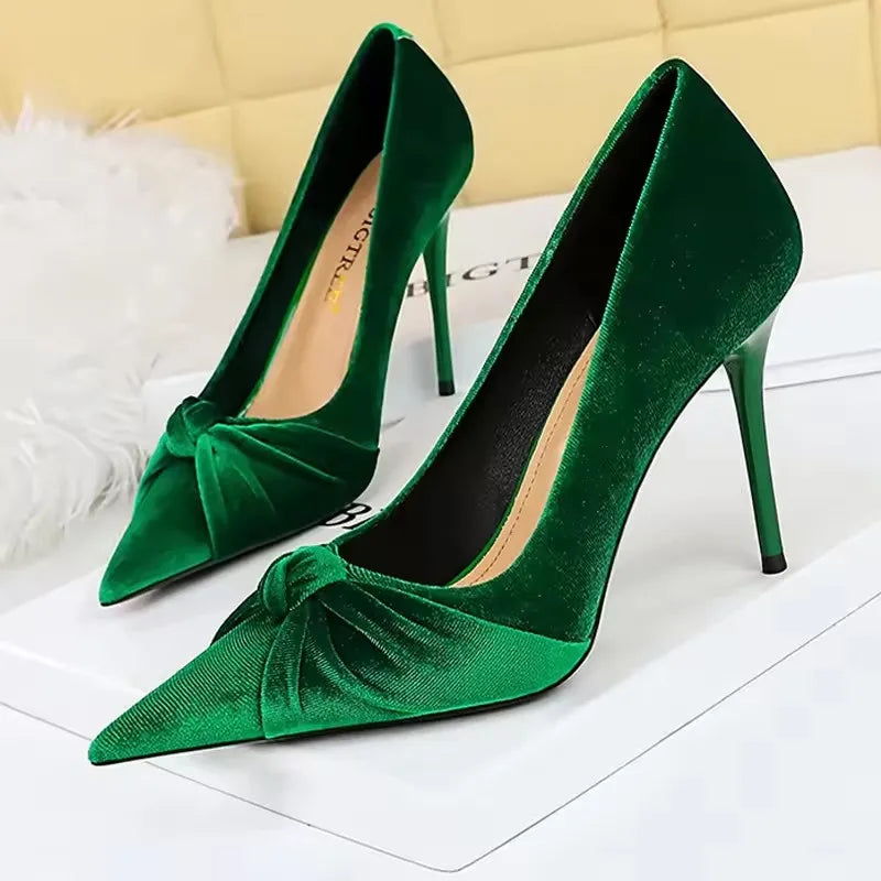 BIGTREE Shoes Bowknot Suede Women Pumps Fashion New High Heels Pointed Stilettos Women Heels 2026 New Design Pumps Plus Size 43