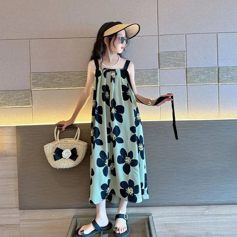 Summer Stylish Beach Dress Fashionable Maxi Dress Girls Clothes From 8 To 12 Years Old Sundress Party Dresses Teenagers 14 Skirt