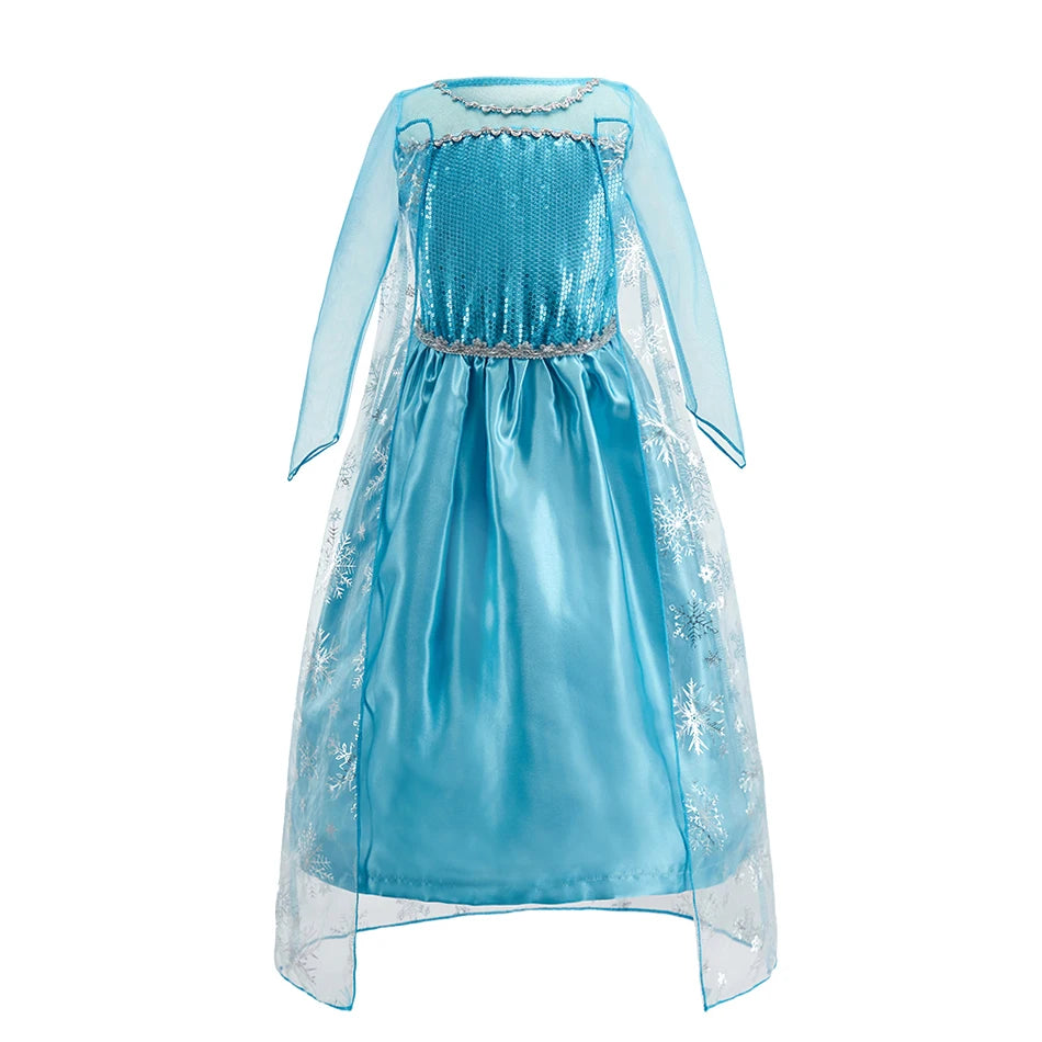 Children Anna Elsa Dress Girls Princess Cosplay Costume Kids Snow Queen Sequined Elegant Dress Girl Christmas Carnival Clothes