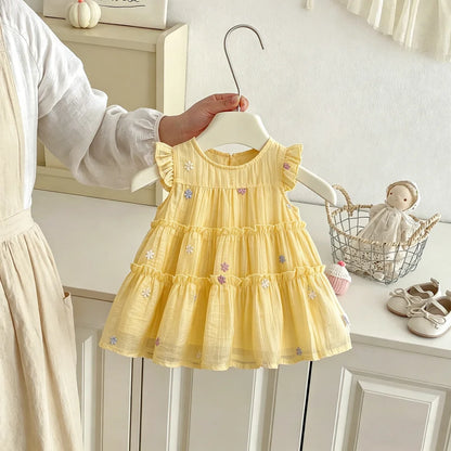 Baby Dress Summer Flower Mesh Cute Girls' Dress Cute Beach Princess Children's Dress Baby Girl Clothing