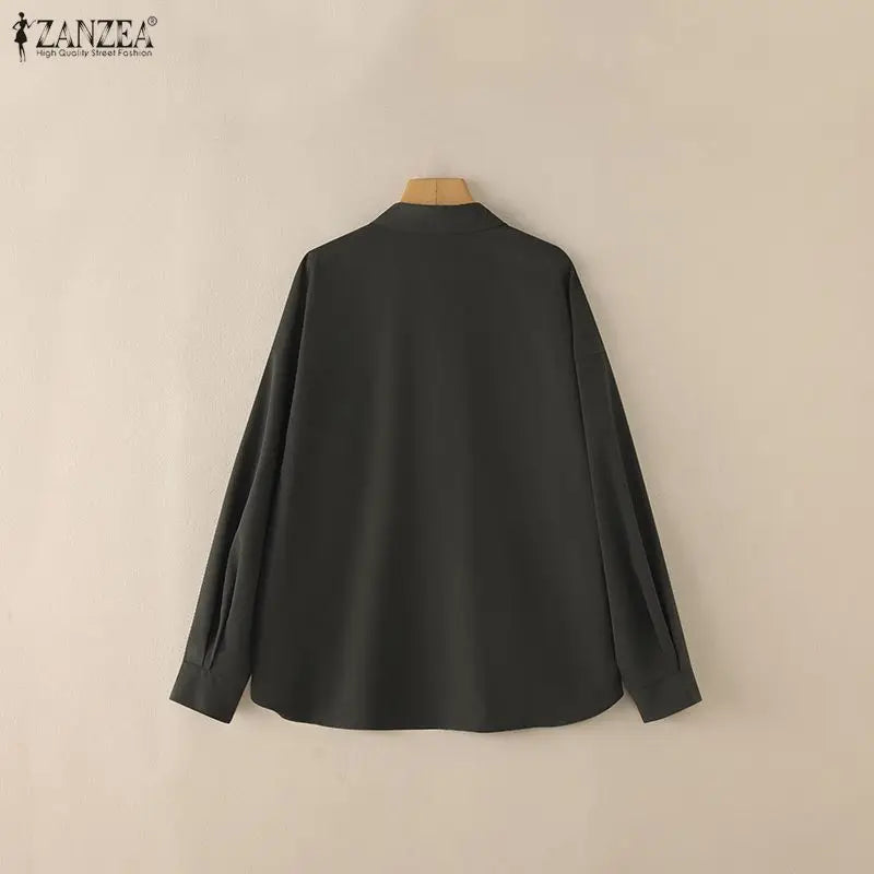 ZANZEA Oversiezd High-Low Shirts Woman Turn-Down Collar Long Sleeve Button Up Loose Chemises Femme Streetwear Tops Spring Summer