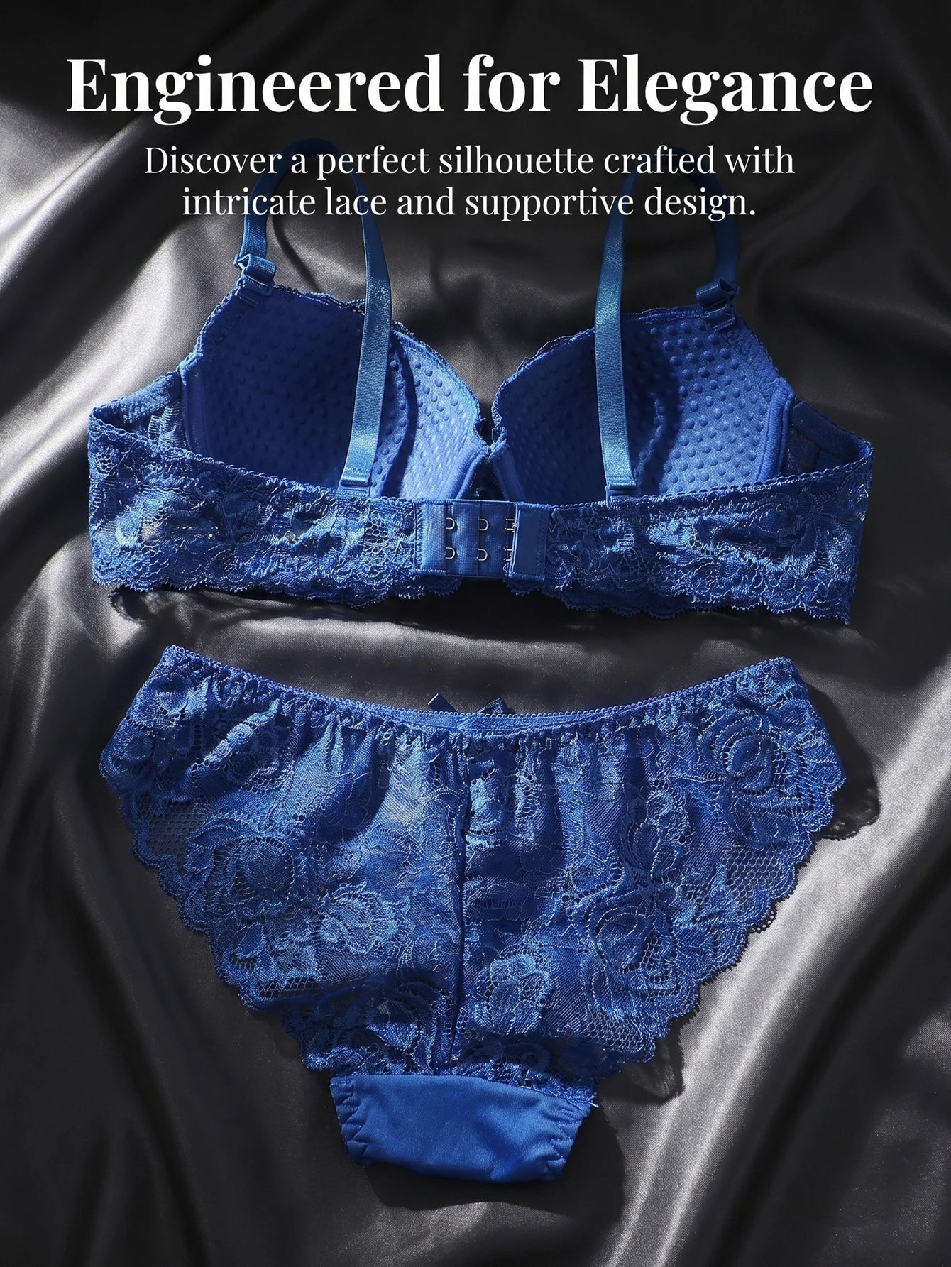 New fashion 2-piece set of sexy Lingerie set  blue lace brassere push up women's set  A2155