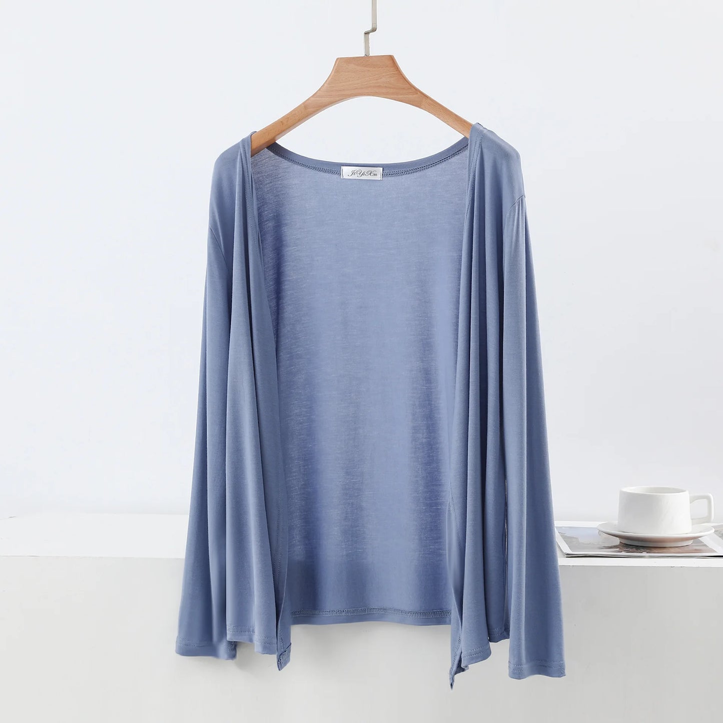Plus size L to 6XL Women's Modal Cardigan Long sleeves shirt Sun Protection Loose Air-conditioned cover up front-open Tops