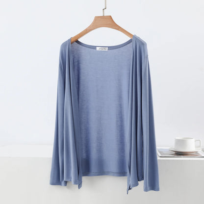 Plus size L to 6XL Women's Modal Cardigan Long sleeves shirt Sun Protection Loose Air-conditioned cover up front-open Tops