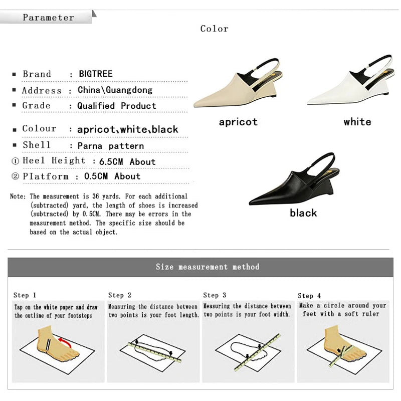 BIGTREE Shoes Women Pumps New Designer Wedge Heels Shoes Hollow Back Strap Sandals Women Shoes Pointed End Wedges Office Shoes