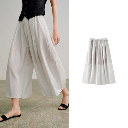 TOYOUTH Women's 2026 Autumn New Wide-Leg Skort Slimming Accordion Pleated Commuter Skirts