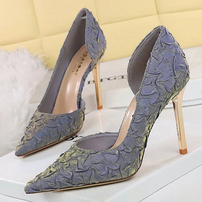 BIGTREE Shoes Women Pumps Wrinkled Satin Elegant High Heels Evening Gown Banquet Women Heels Stiletto 11 Cm Sexy Party Shoes