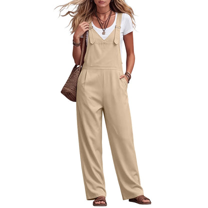 ZANZEA Women's Casual Jumpsuits Adjustable Straps Bib Trousers Overalls Summer 2026 Fashion Solid Suspender Jumpsuits Streetwear