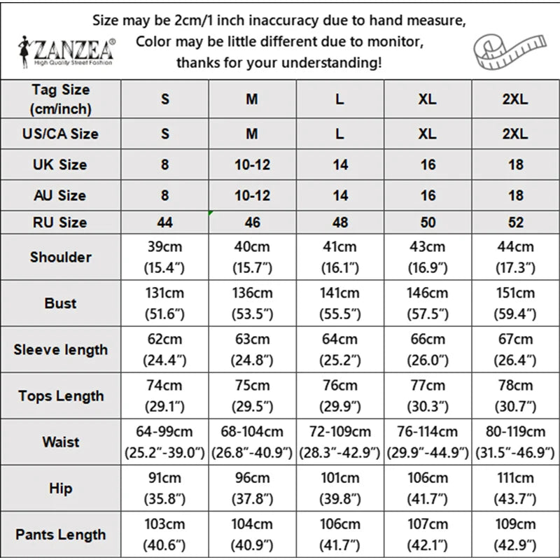 ZANZEA Stylish Autumn 2 Pieces Sets Turtleneck 3/4 Bating Sleeve Oversize Blouse Trousers Suit Women 2PCS Outfits OL Tracksuit